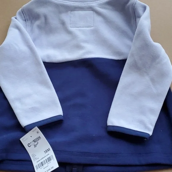 OshKosh B'gosh NWT 2 tone blue fleece zip up jacket size 18 month - Picture 8 of 9